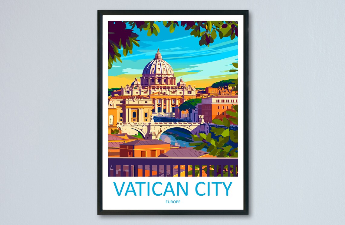 Vatican City Travel Poster, Italy Wall Art Print