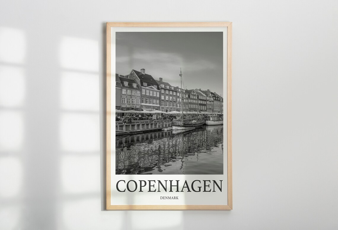Copenhagen Denmark Nyhavn Harbor Boats Waterfront Photo Poster