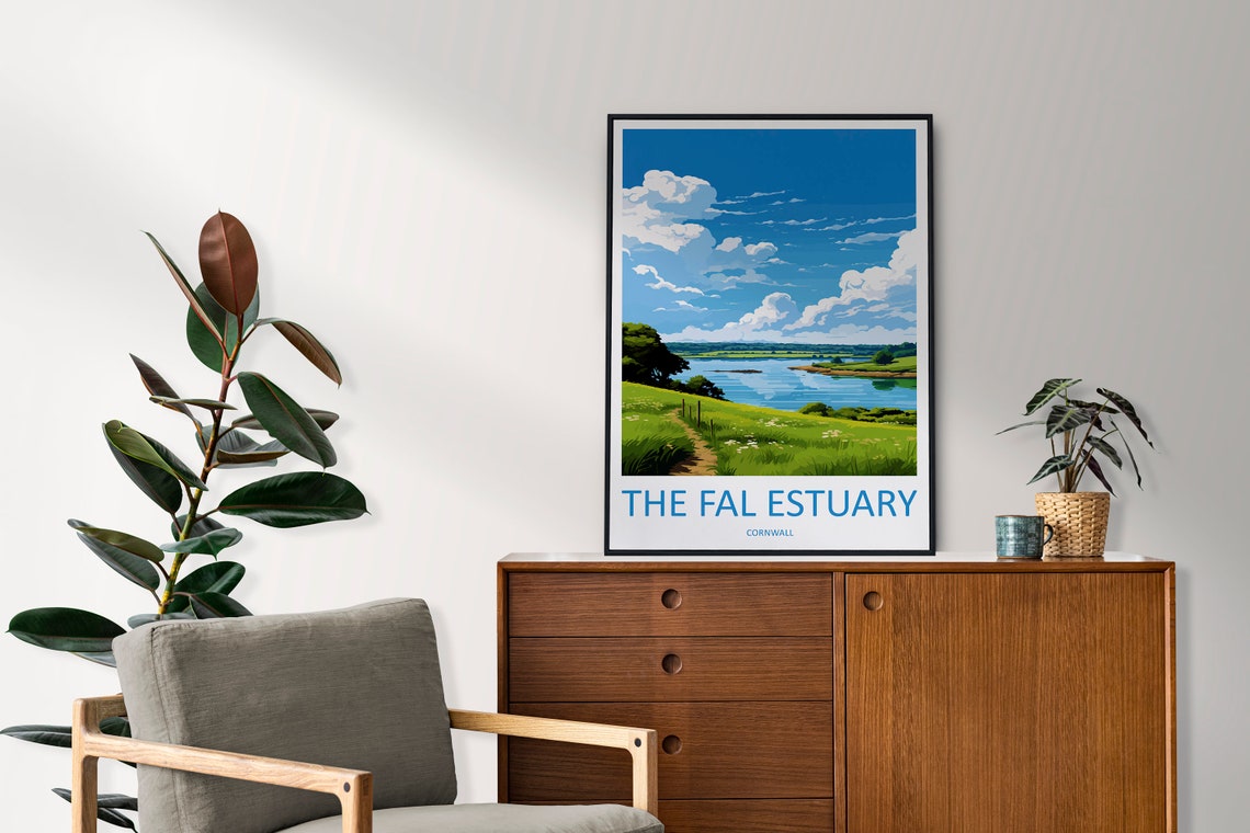 The Fal Estuary Cornwall River Travel Poster Serene Water Art - Image 2