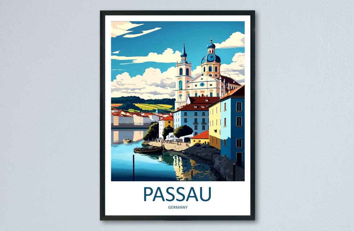 Passau Germany Danube Cathedral Old Town Riverside View Poster