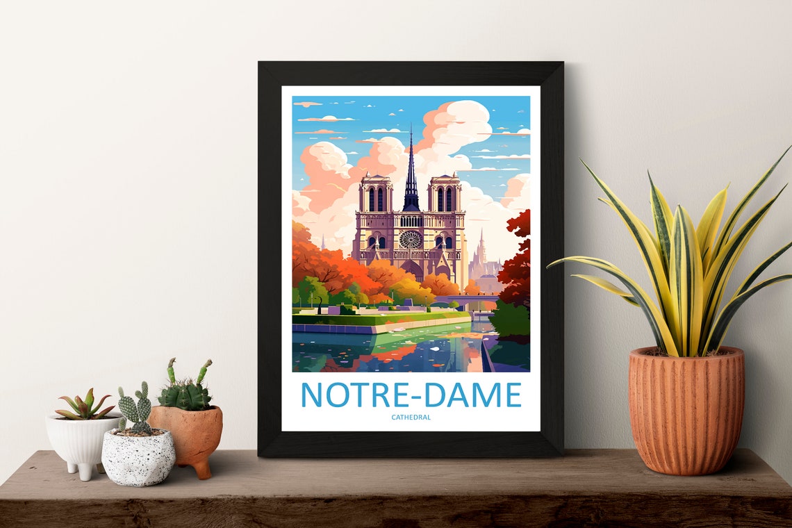 Notre-Dame Cathedral Paris Autumn Seine River Romantic Travel Poster - Image 3