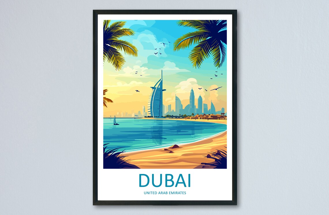 Dubai Travel Poster, United Arab Emirates Wall Art