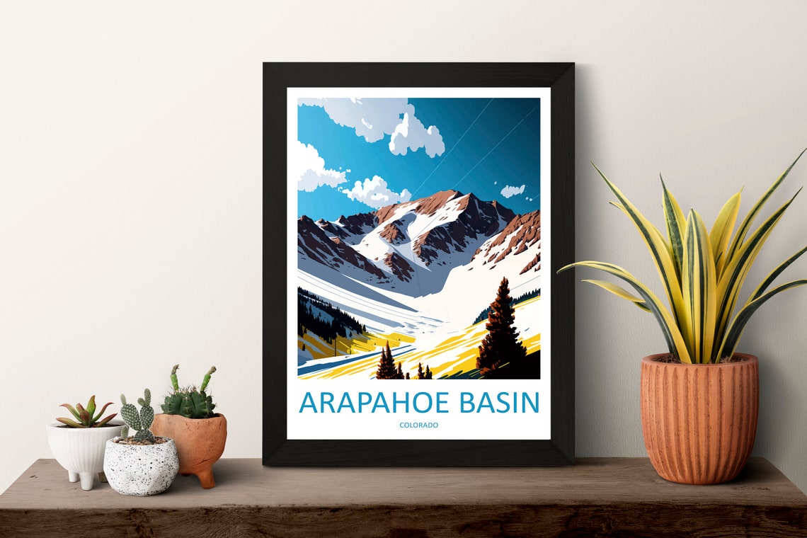 Arapahoe Basin Colorado Snowy Ski Summit Mountain Travel Poster - Image 3