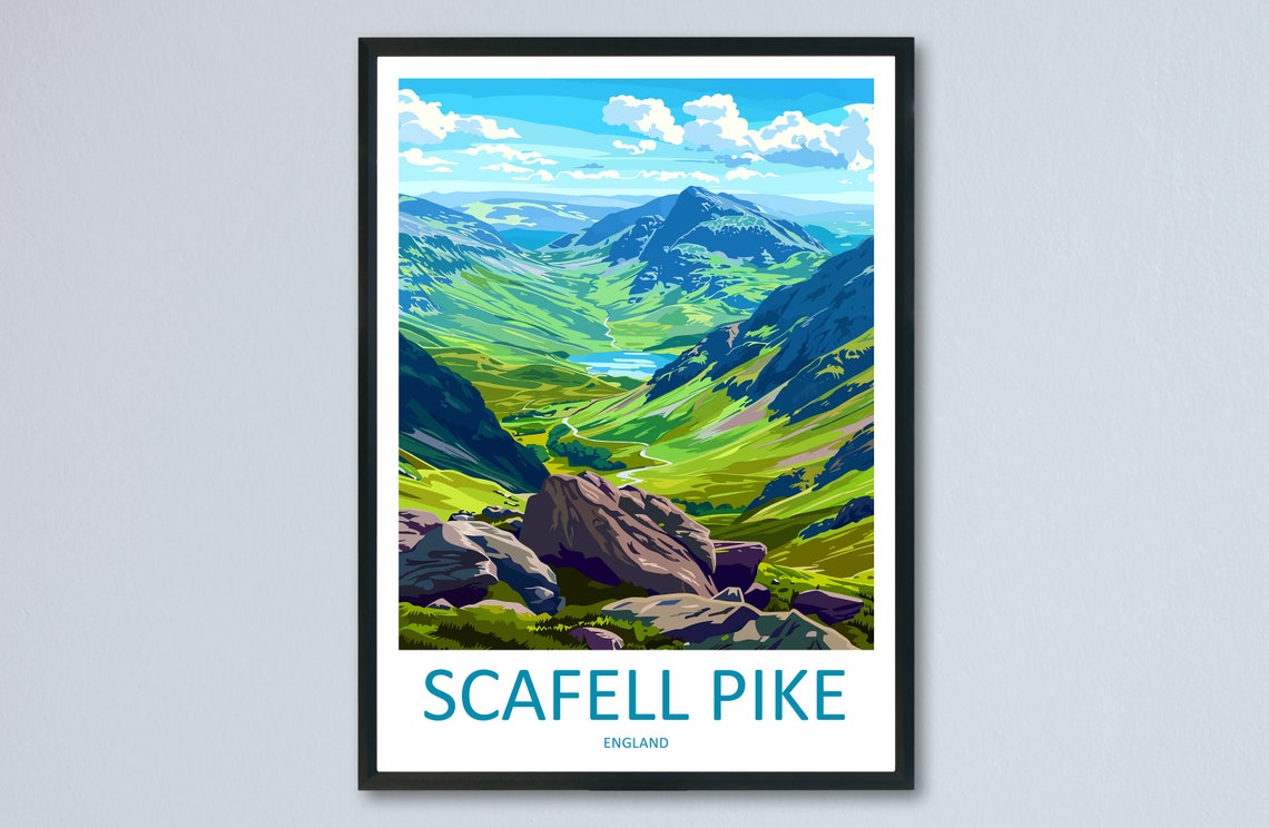 Scafell Pike England Lake District Mountain Valley Art Poster