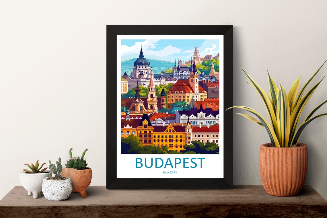 Budapest Hungary Historic Old Town Cityscape Skyline Travel Poster - Image 3