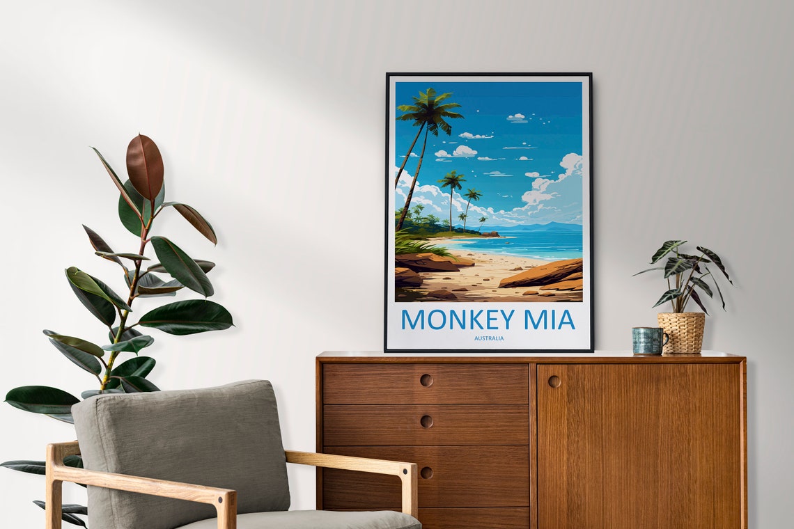 Monkey Mia Travel Print Wall Art Monkey Mia Wall Hanging Home Dcor Monkey Mia Gift Art Lovers Wall Art Australia Poster Deco - Image 2