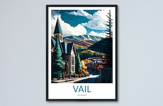 Vail Ski Resort Travel Poster, Colorado Ski Wall Art