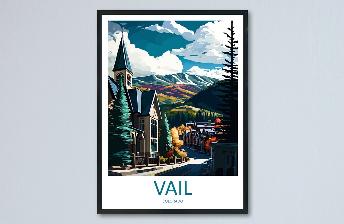 Vail Ski Resort Travel Poster, Colorado Ski Wall Art