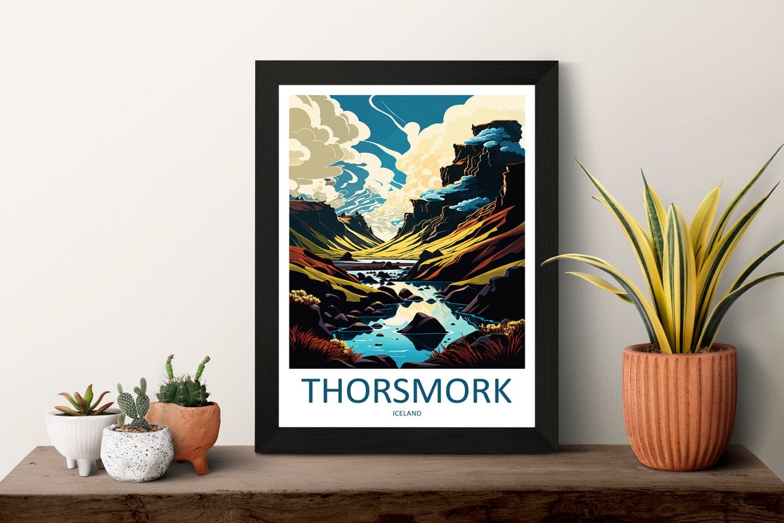 Thorsmork Iceland Glacier Valley Minimal Landscape Travel Poster - Image 3