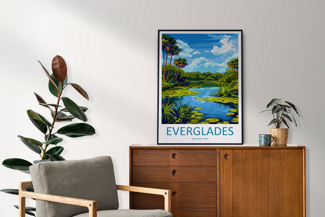 Everglades National Park Florida Marsh Lily Pads Palms Travel Poster - Image 2