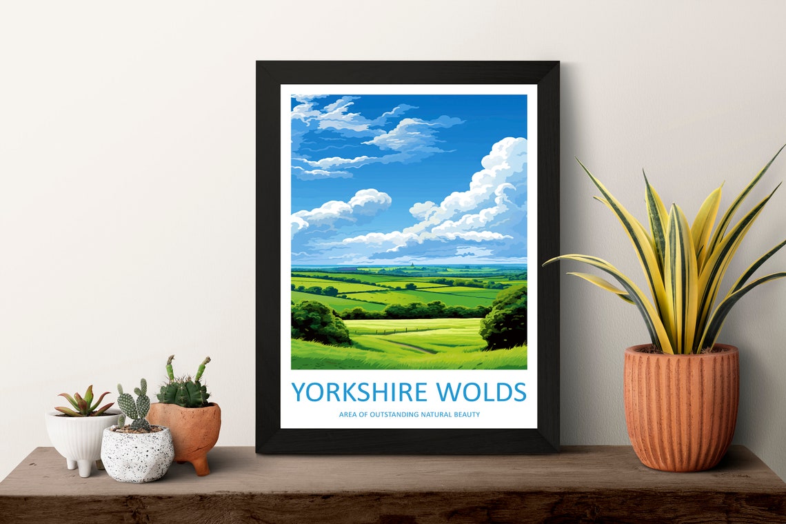 Yorkshire Wolds Rolling Green Hills Big Sky Panorama Travel Poster - Image 3