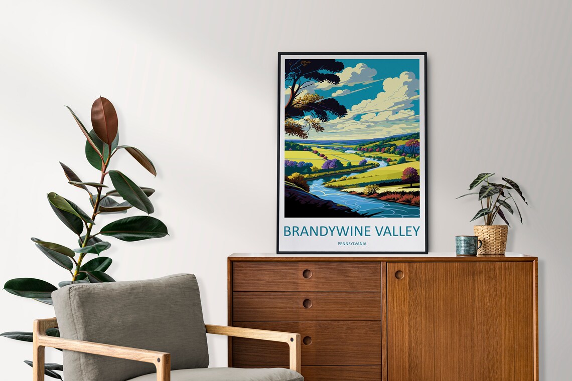 Brandywine Valley Pennsylvania Winding River Countryside Travel Poster - Image 2