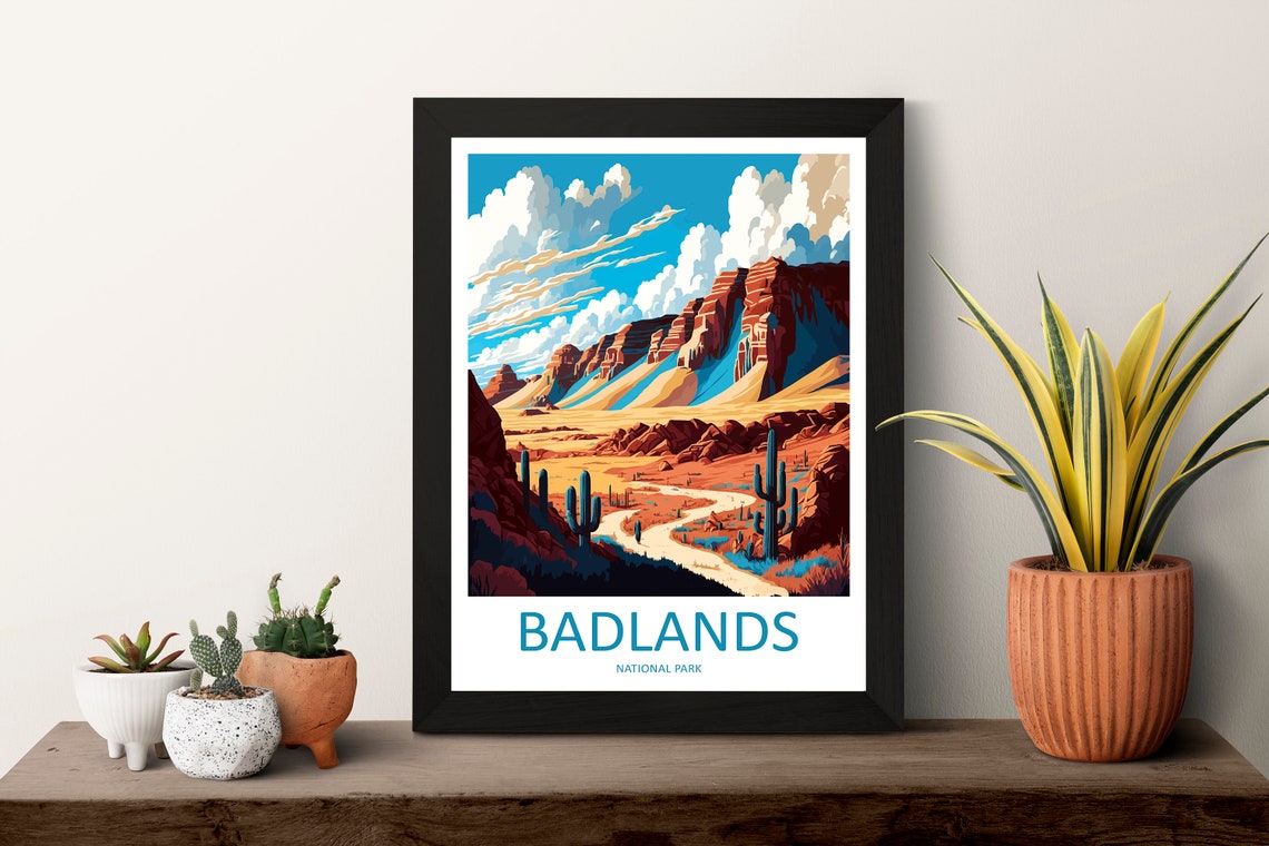 Badlands National Park Desert Buttes Cacti Dramatic Sky Poster - Image 3