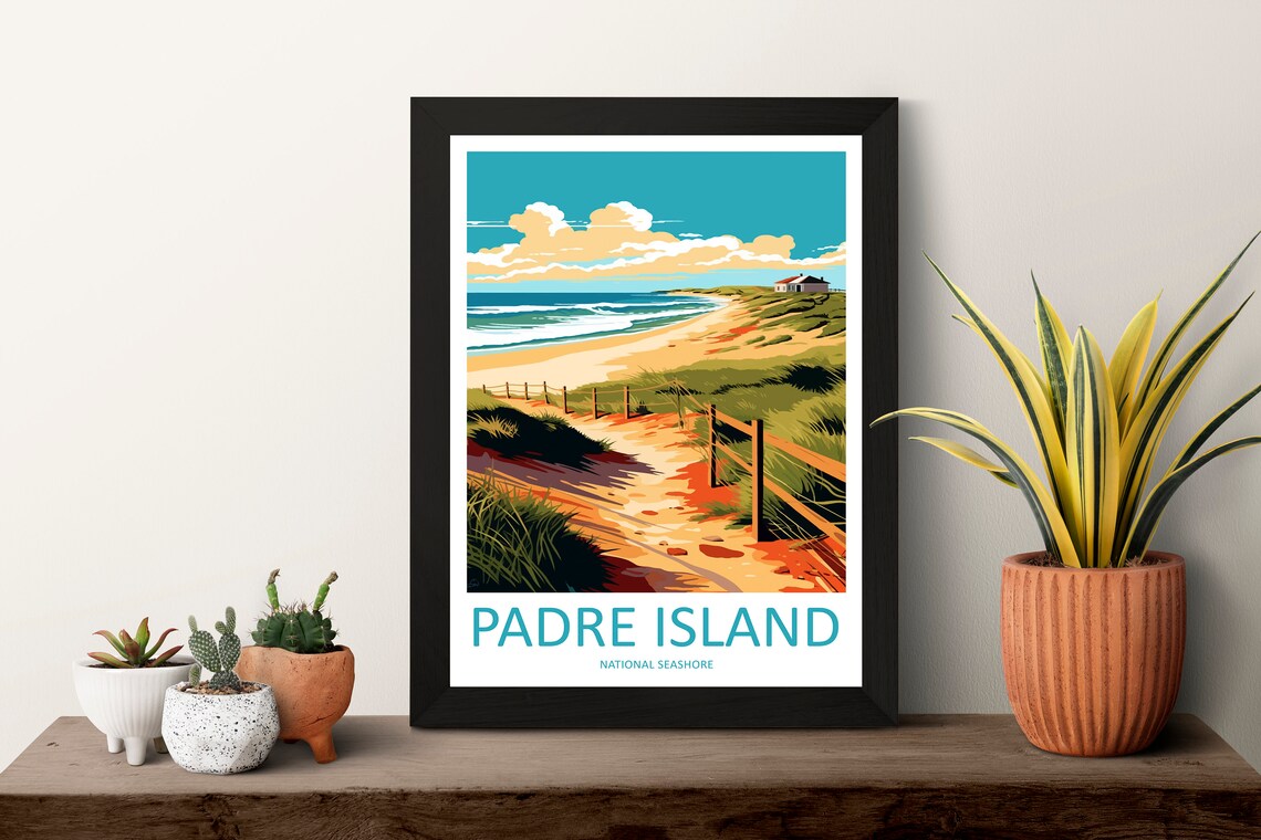 Padre Island Travel Poster, Texas Coastal Place - Image 3