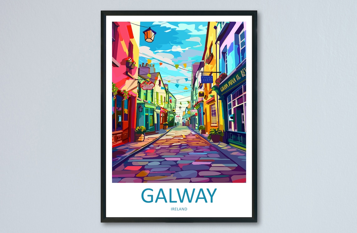 Galway Travel Poster, Ireland Home Decor