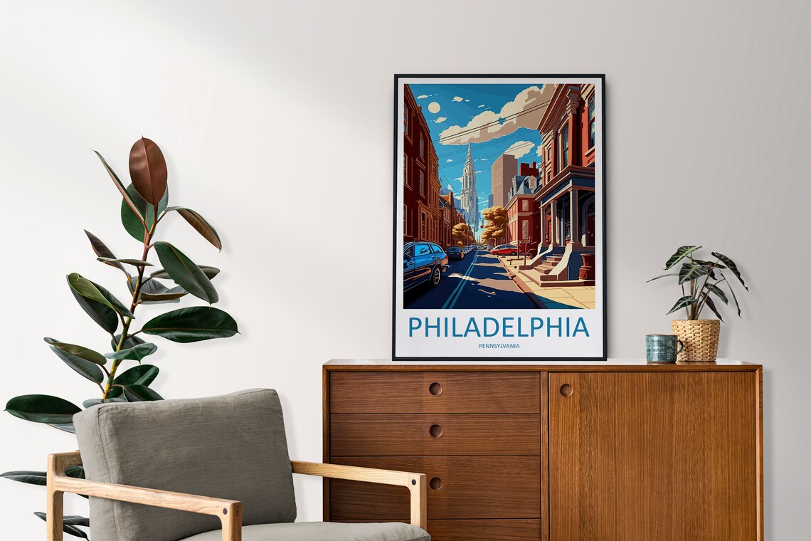 Philadelphia Pennsylvania Historic Brick Rowhouses Street Poster - Image 2