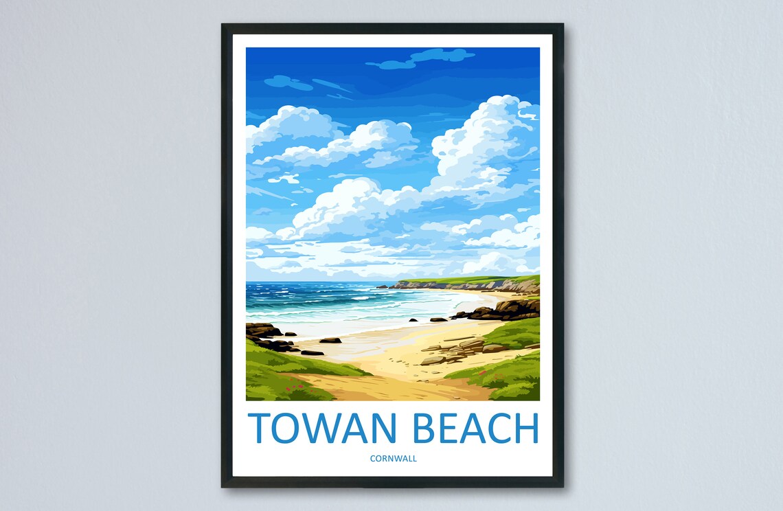 Towan Beach Travel Poster, Cornwall Wall Decor