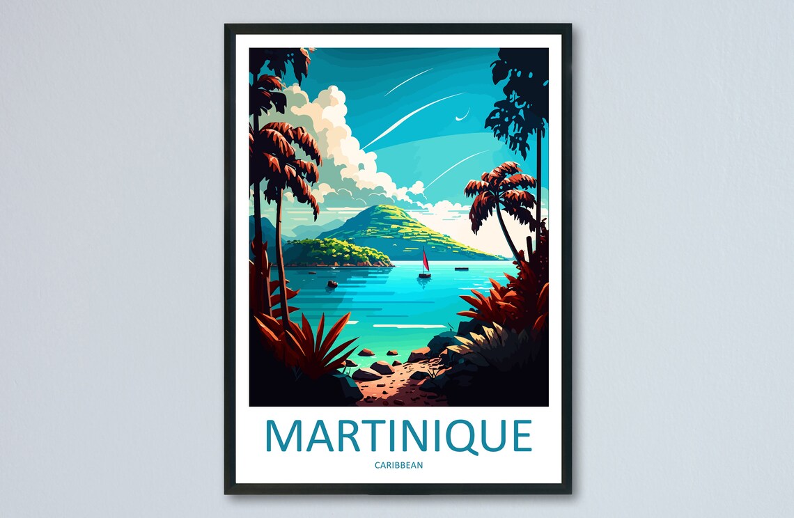 Martinique Travel Poster, Caribbean Wall Art Print