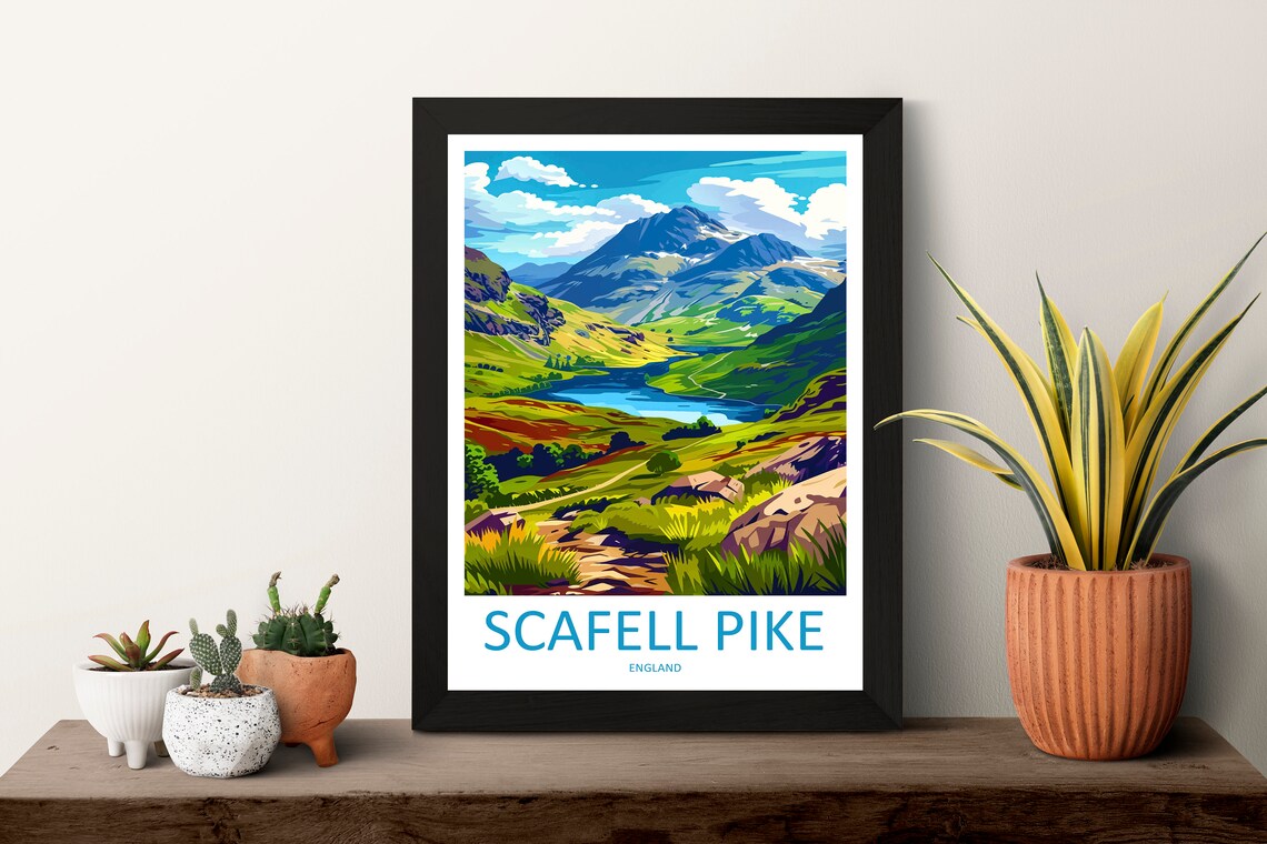 Scafell Pike England Mountain Valley Lake Vintage Travel Poster - Image 3