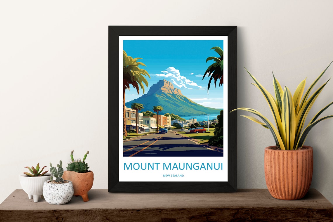 Mount Maunganui New Zealand Coastal Main Street Volcano Peak Poster - Image 3