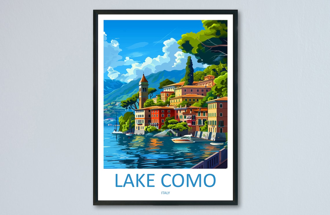 Lake Como Italy Travel Poster, Wall Art Print
