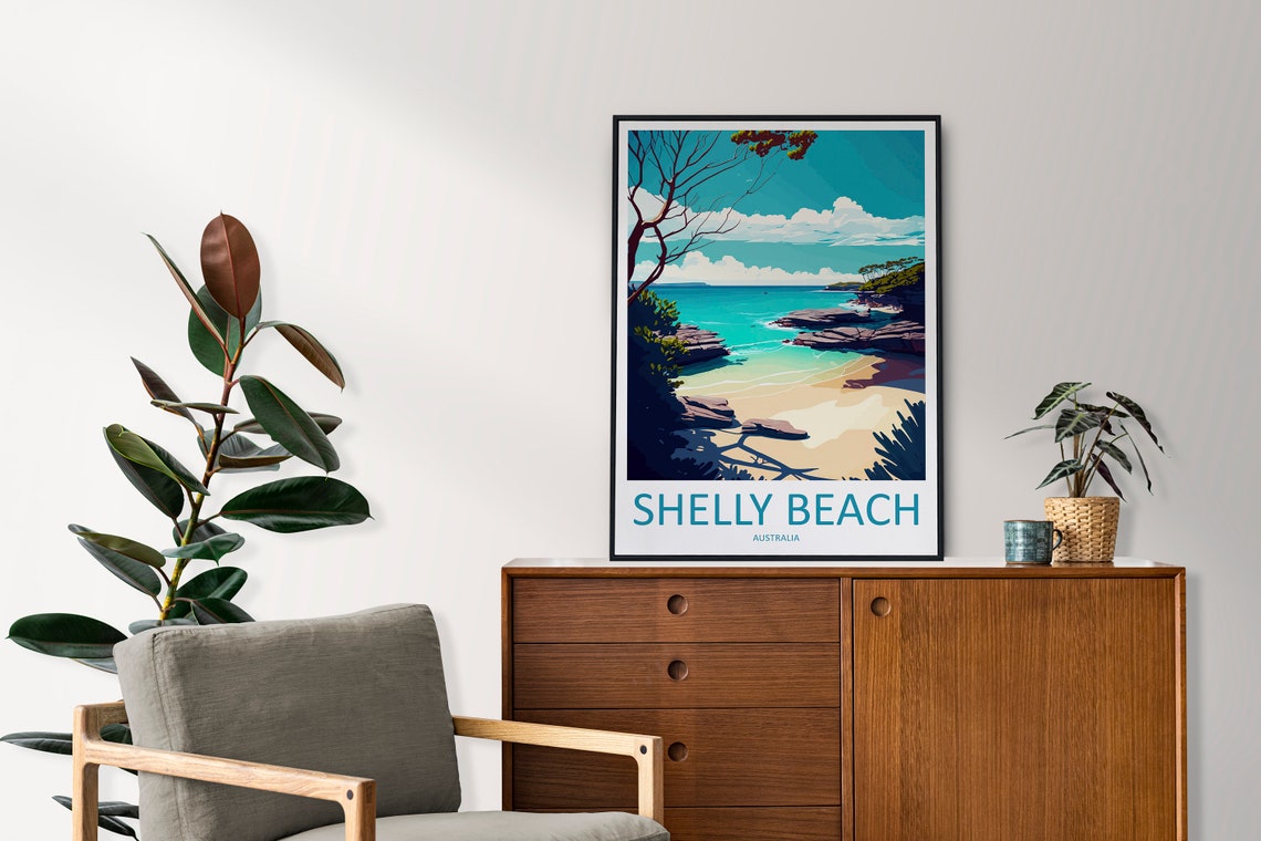 Shelly Beach Australia Turquoise Cove Sandy Bay Coastal Travel Poster - Image 2