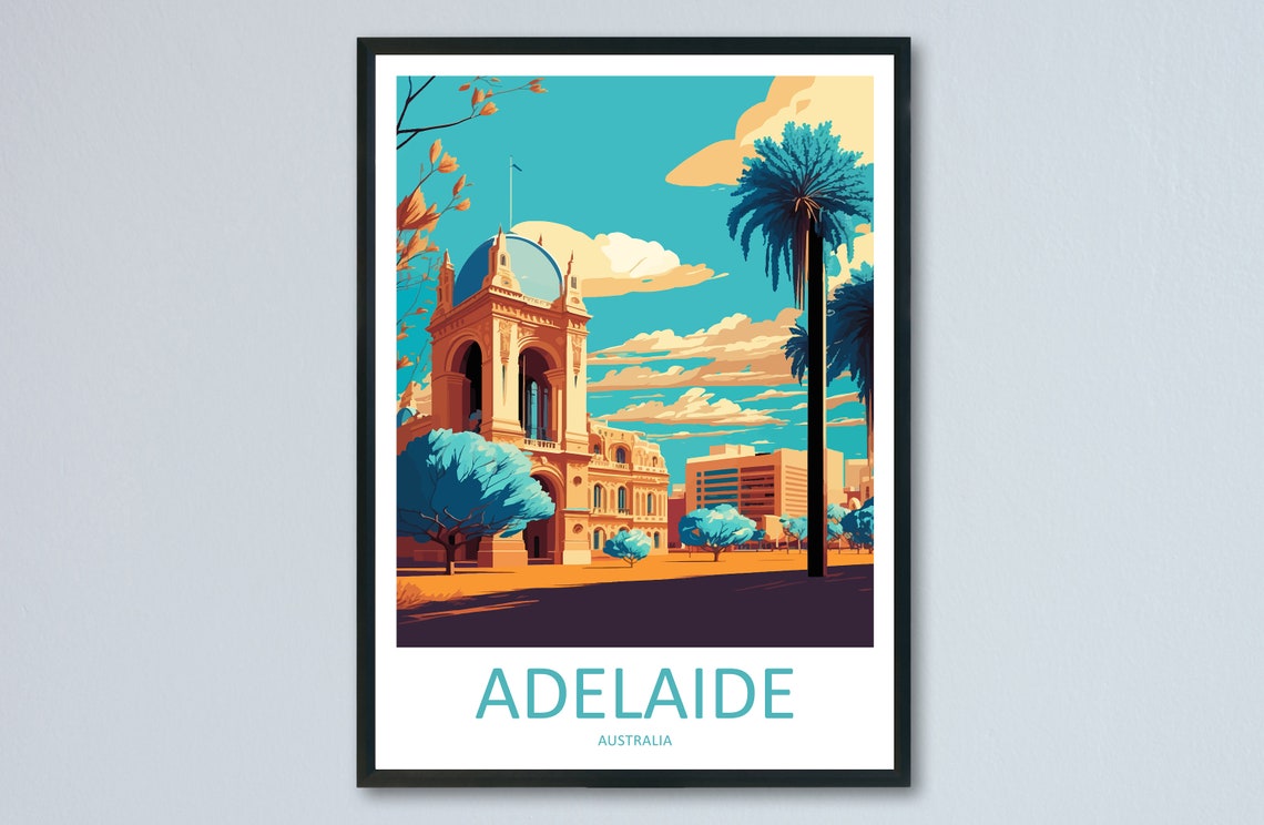 Adelaide Australia Historic Building Vintage Retro Travel Poster