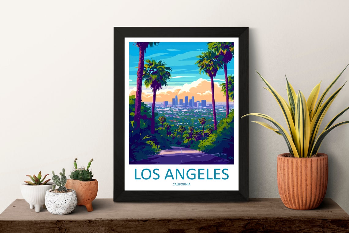 Los Angeles California Palm Road Skyline Minimalist Travel Poster - Image 3
