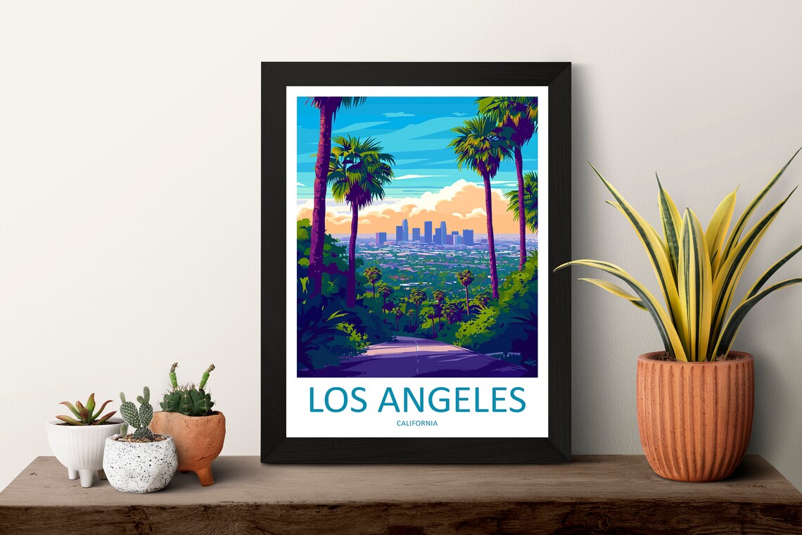 Los Angeles Travel Print Wall Art Los Angeles Wall Hanging Home Dcor Los Angeles Gift Art Lovers California Art Lover Gift Los Angeles Deco - Image 3