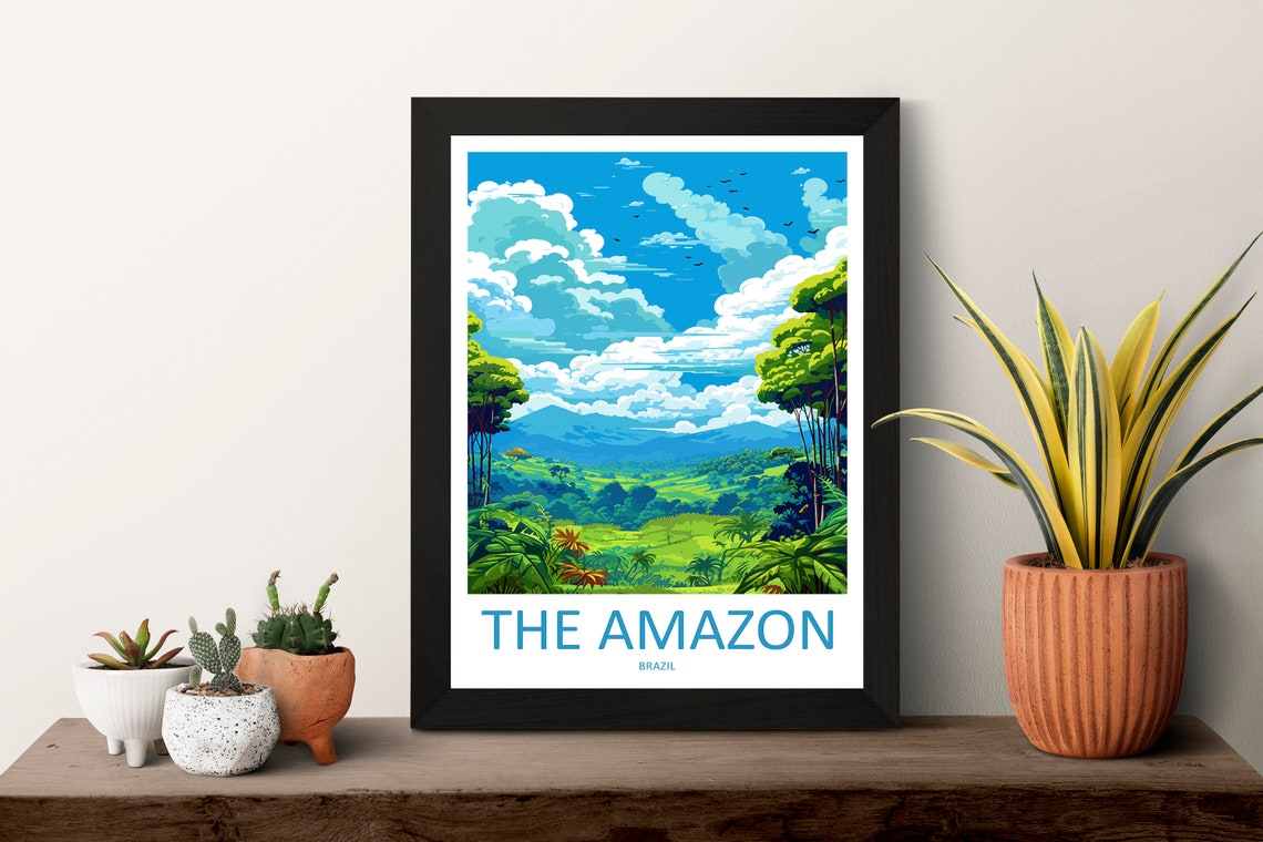 The Amazon Brazil Lush Rainforest Valley Landscape Travel Poster - Image 3