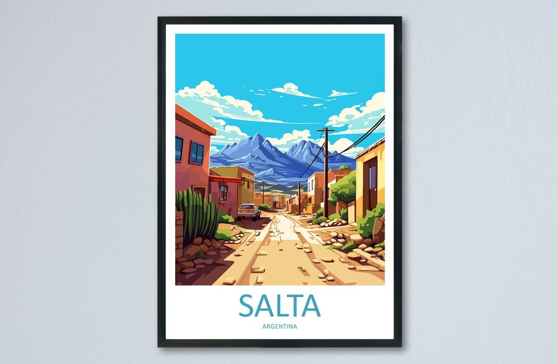Salta Argentina Andean Mountain Street Illustration Travel Poster