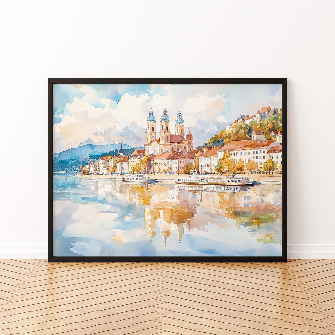 Passau Watercolor Poster, Germany Art Print
