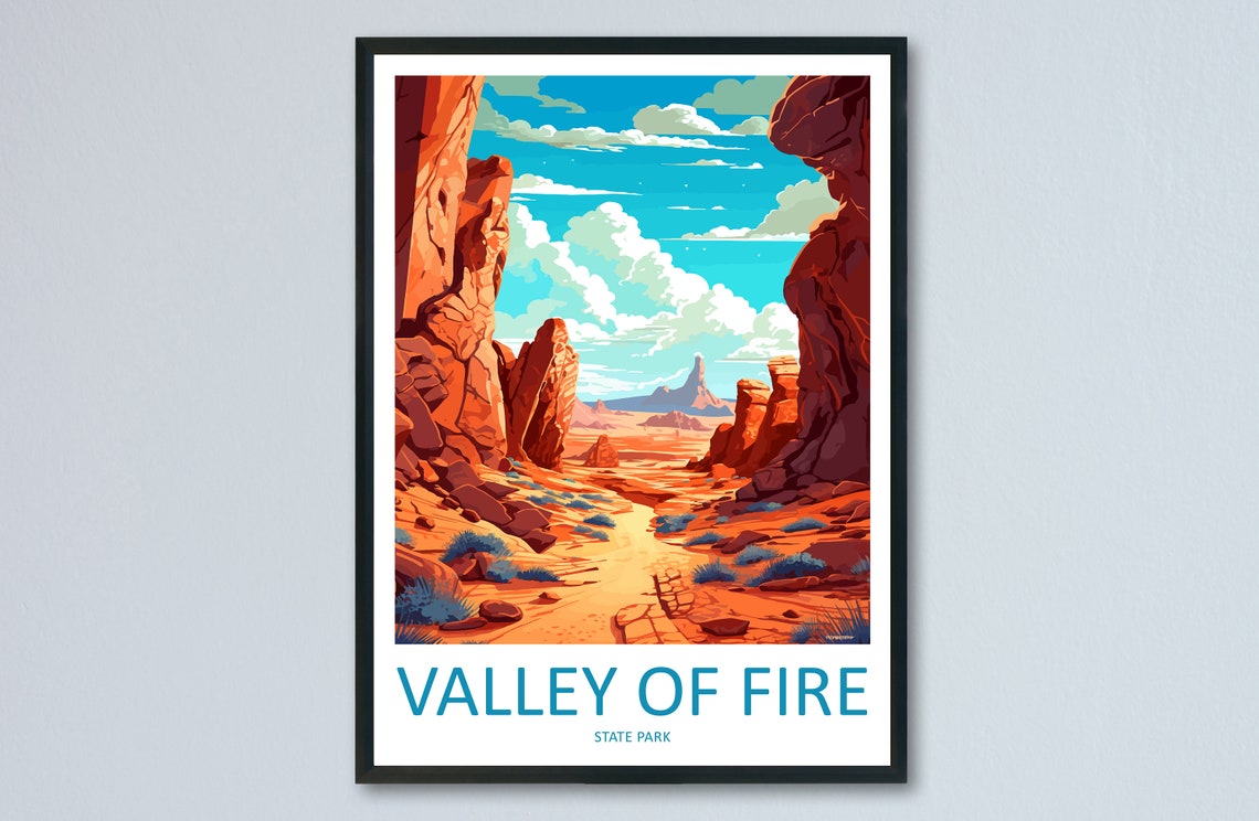 Valley of Fire State Park Red Rock Desert Canyon Nevada Travel Poster