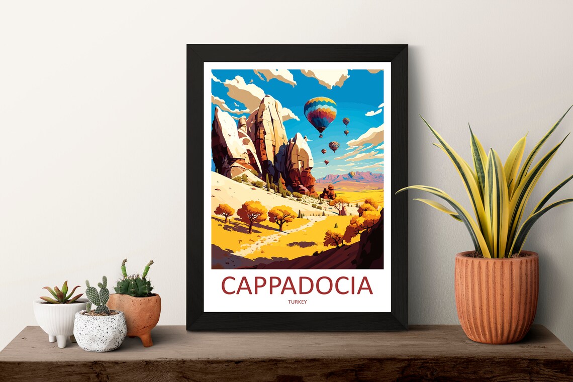 Cappadocia Turkey Hot Air Balloons Over Fairy Chimneys Poster - Image 3