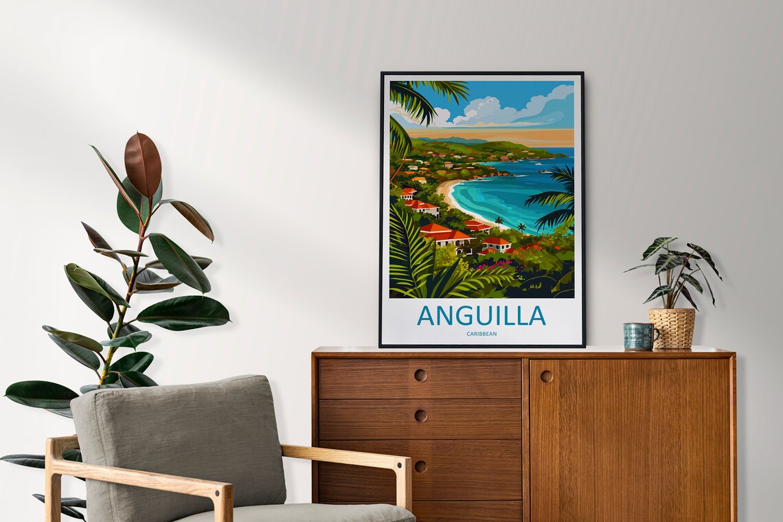 Anguilla Caribbean Tropical Bay Red Roof Villas Island Art Print - Image 2