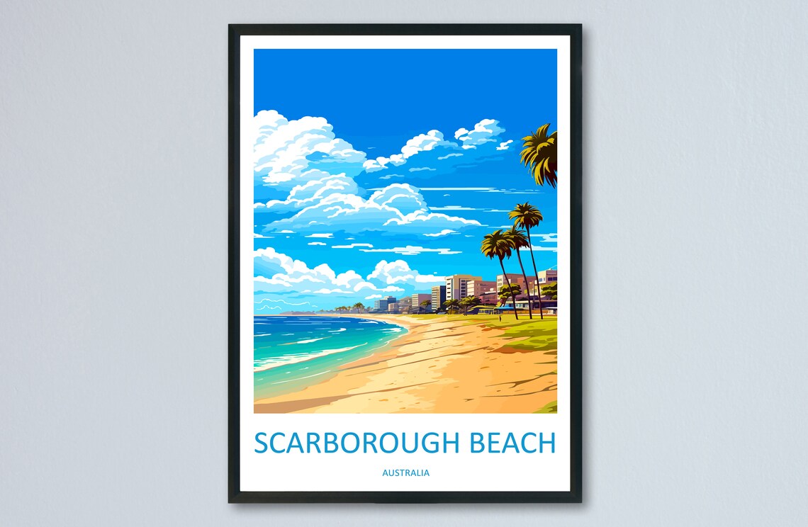 Scarborough Beach Australia Golden Sand Wide Shore Travel Poster