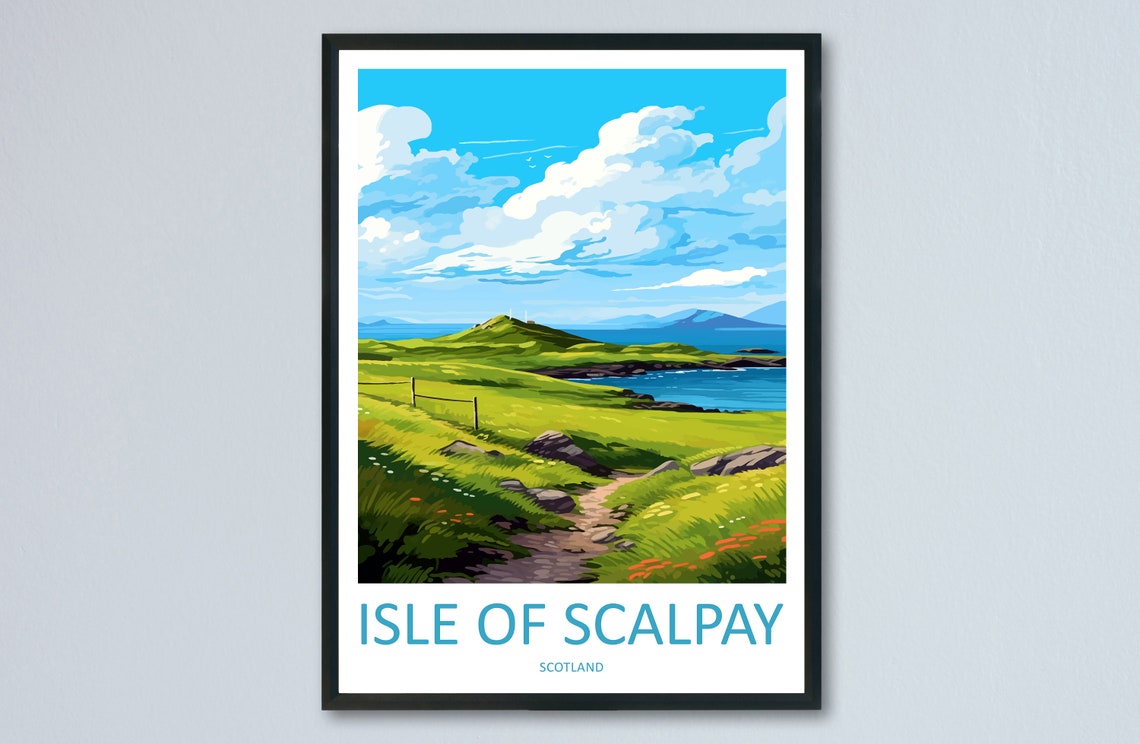 Isle of Scalpay Scotland Green Headland Coastal Travel Poster