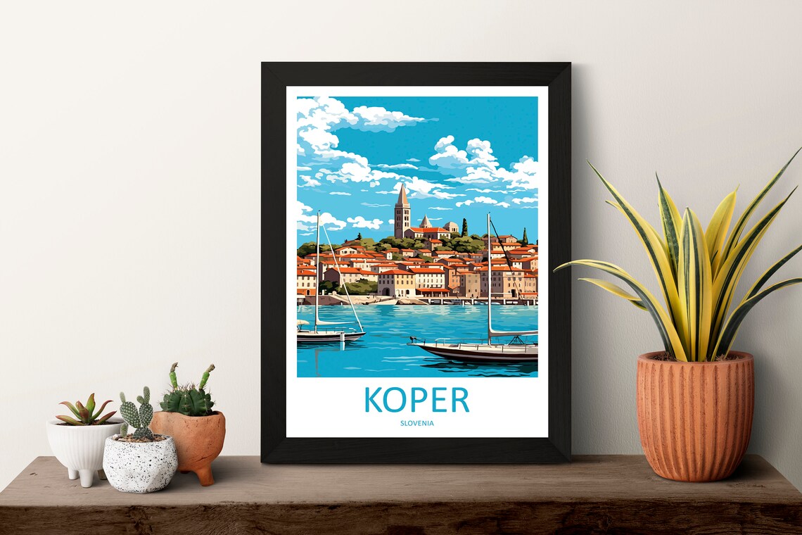Koper Slovenia Adriatic Harbor Sailboats Coastal Travel Poster - Image 3