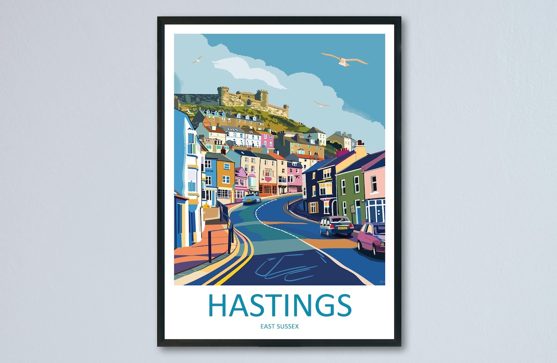 Hastings Travel Poster, East Sussex Place Print