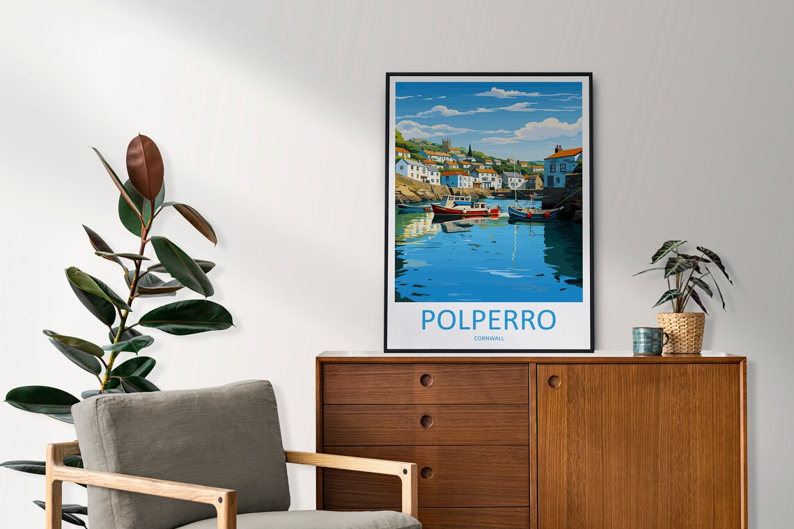 Polperro Travel Poster, Cornwall Place Print - Image 2
