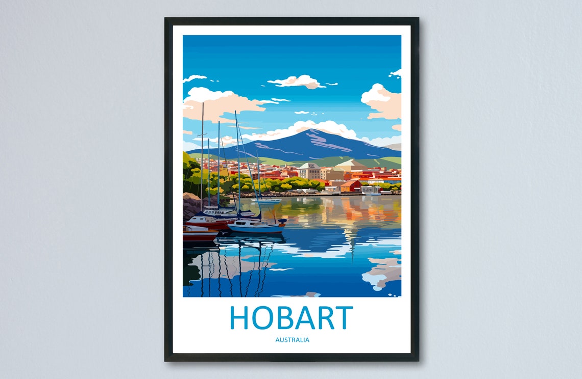 Hobart Harbour Sailboats Mount Wellington Tasmania Australia Poster