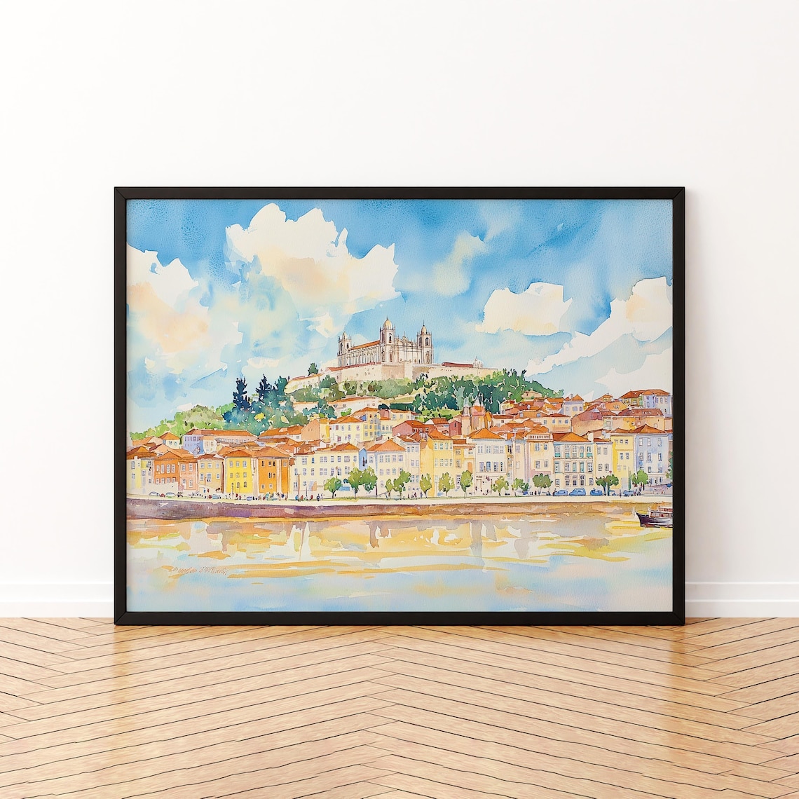 Coimbra Watercolor Travel Poster, Portugal