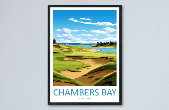 Chambers Bay Golf Club Travel Poster, Golf Course Art
