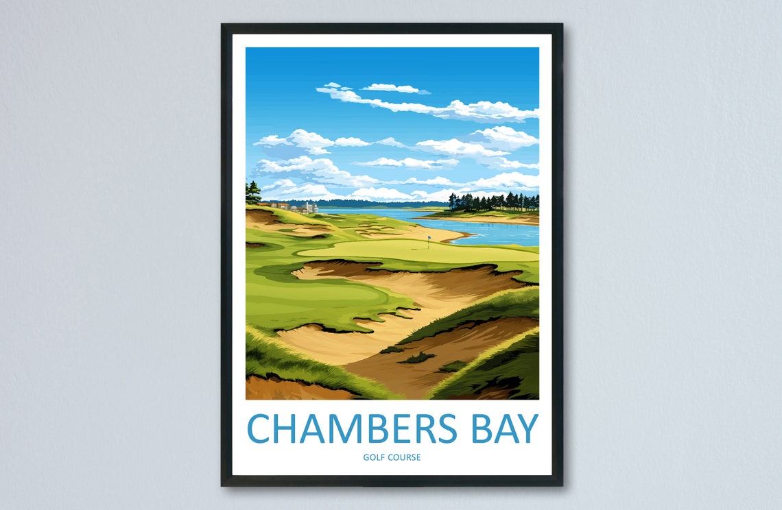 Chambers Bay Golf Club Travel Poster, Golf Course Art