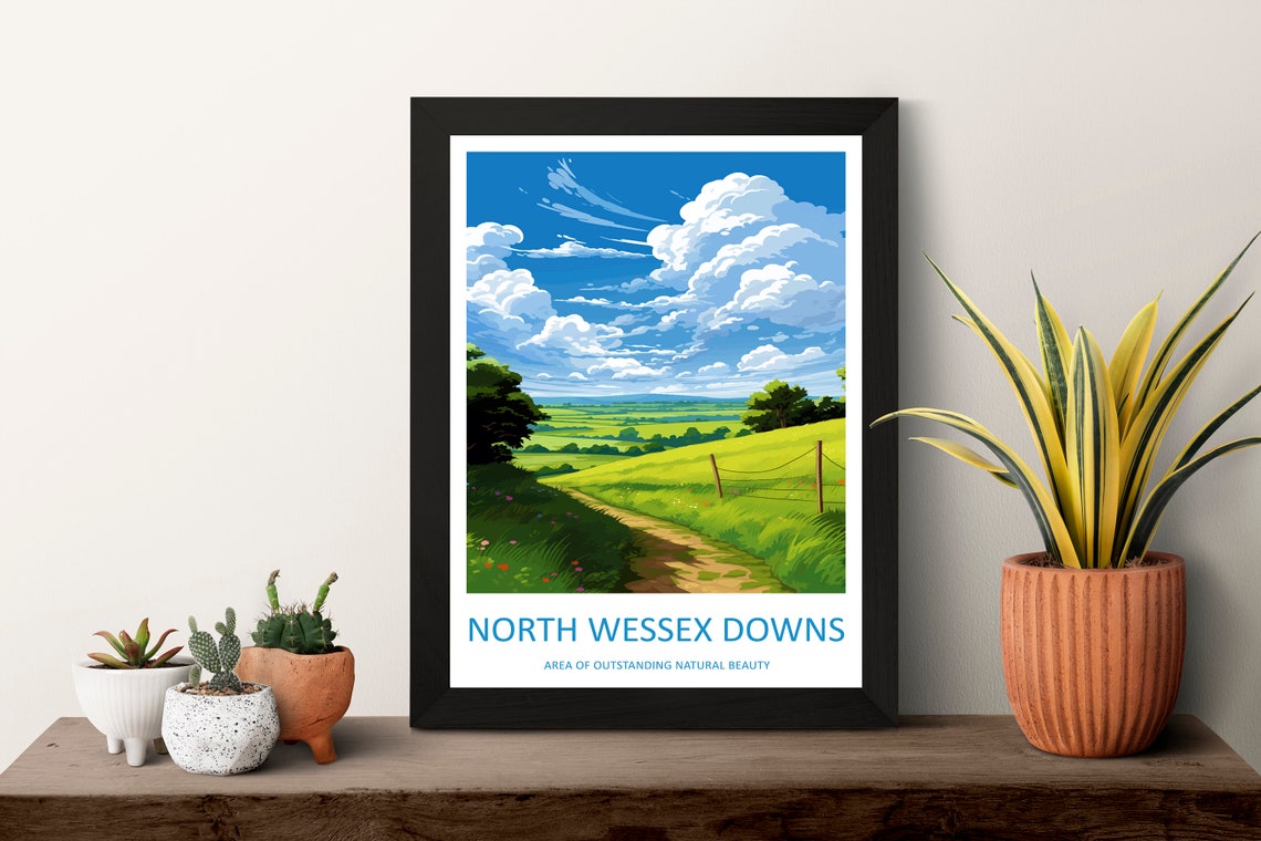 North Wessex Downs Travel Print Wall Art North Wessex Downs Wall Hanging Home Decor North Wessex Downs Gift Art Lovers Wall Art Aonb Print - Image 3