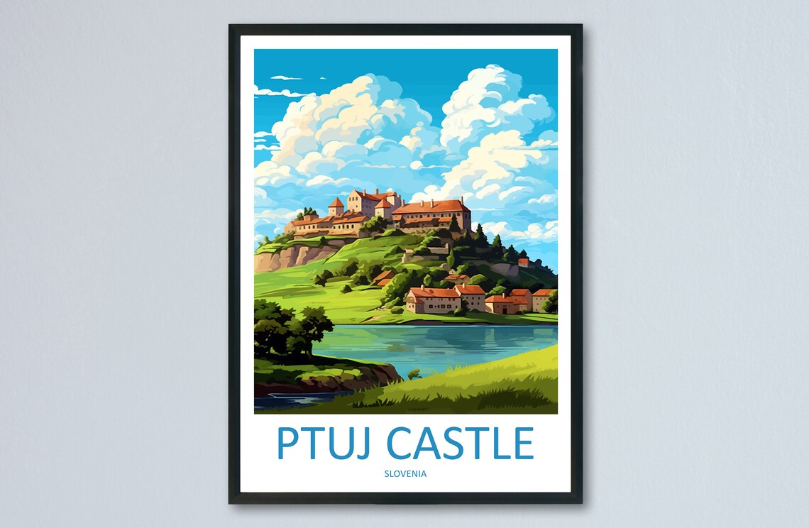 Ptuj Castle Slovenia Cloud Sky Hilltop Fortress Vintage Poster