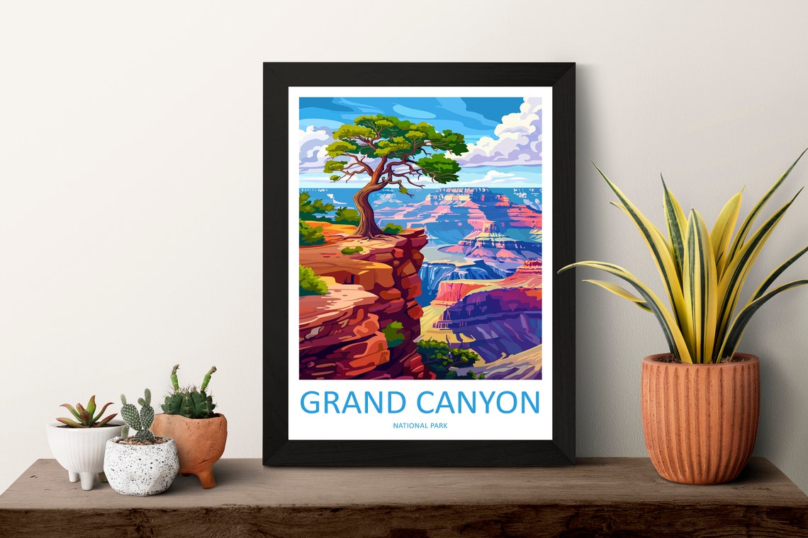 Grand Canyon National Park Desert Tree Overlook Travel Poster - Image 3