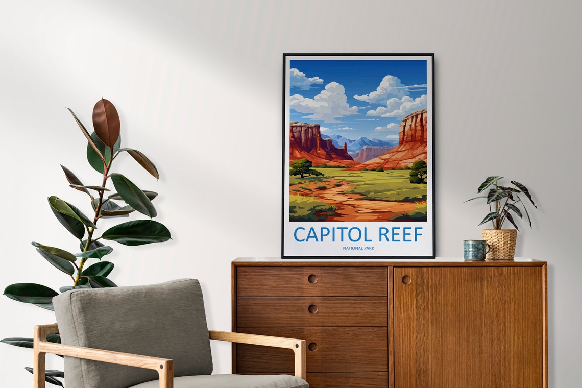 Capitol Reef National Park Red Canyon Daytime Skyline Poster - Image 2
