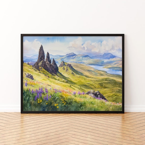 Isle of Skye Watercolor Poster, Scotland Travel Poster