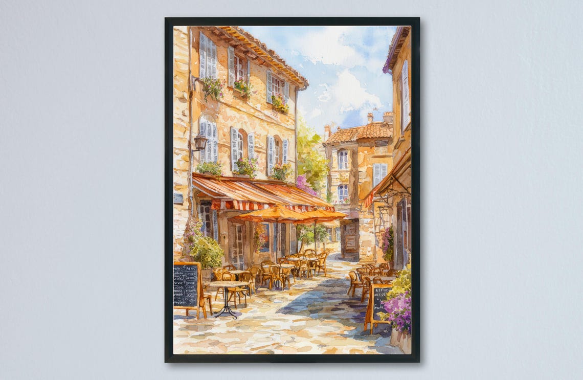 Aix En Provence Watercolor Poster Travel Print France Wall Art Decor City Scene Lavender Market French Landscape